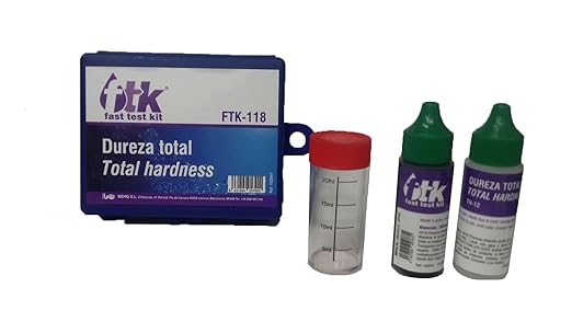 Kit doméstico para medir la dureza del agua total con dos recipientes cuentagotas y una probeta